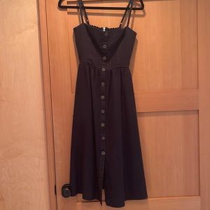 Reformation Tori Linen black midi dress